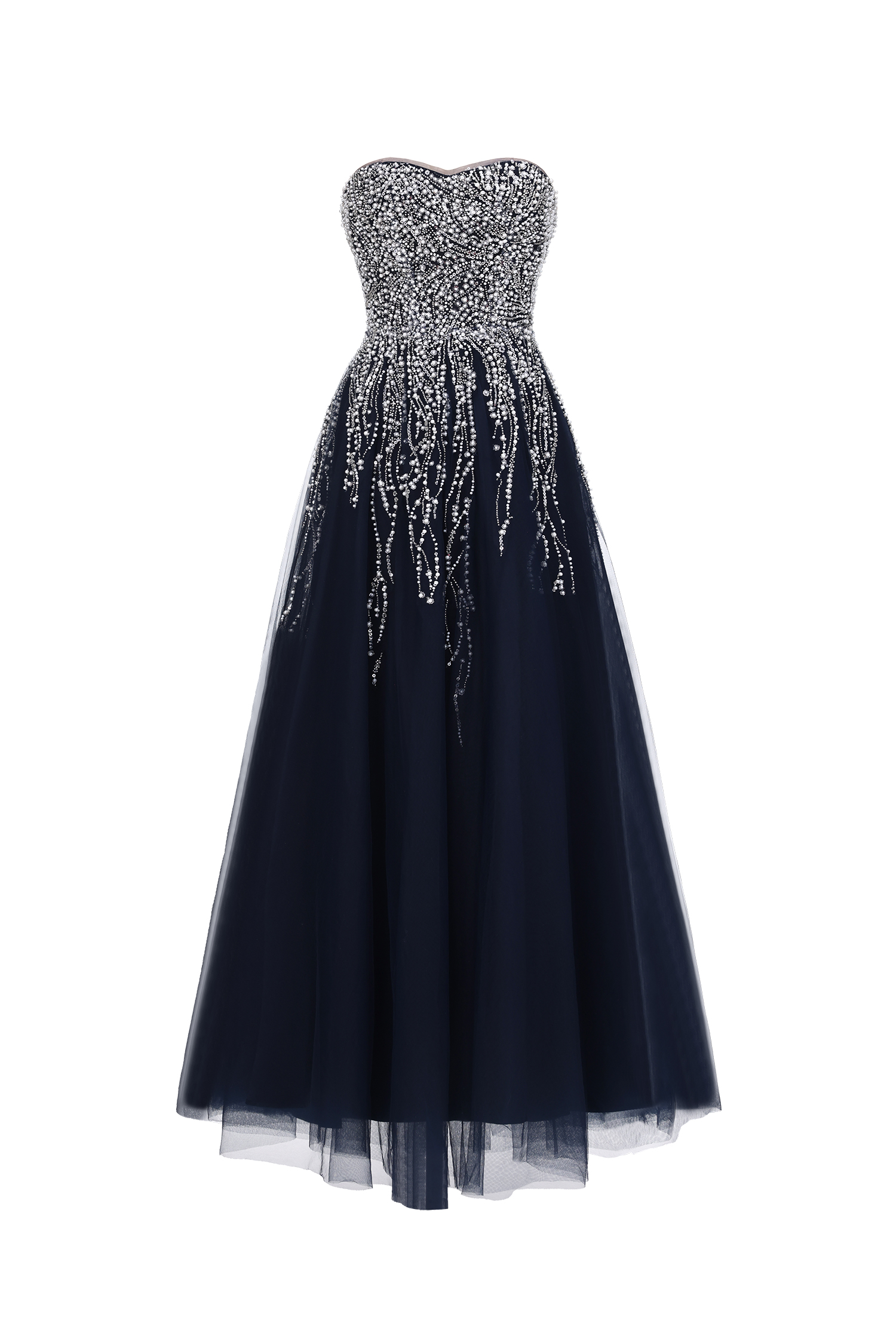 Soloma Glamorous Flowy Strapless Embellished Tulle Maxi Dress image 1