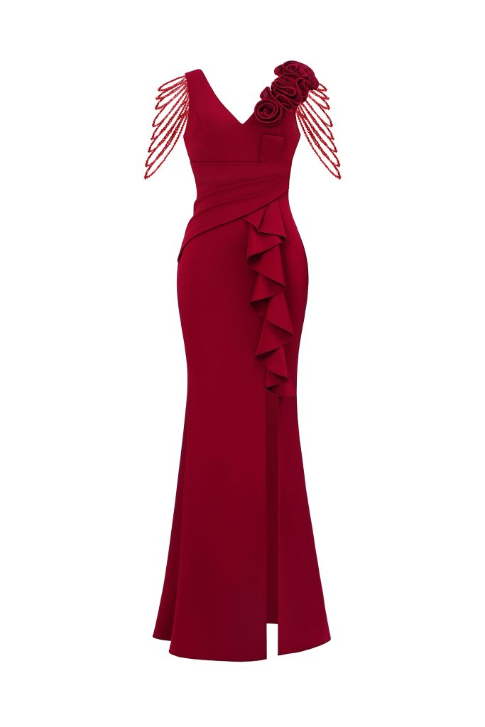 Mercy Romantic Contour V Neck Pleated Floral Maxi Dress