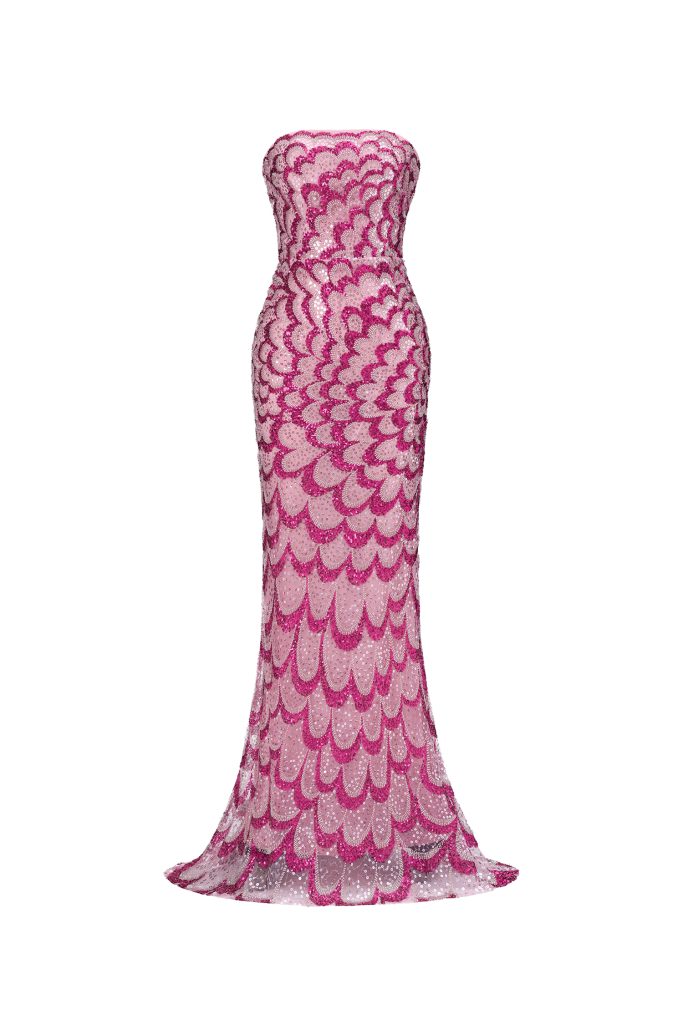 Facia Romantic Contour Strapless Sequin Maxi Dress