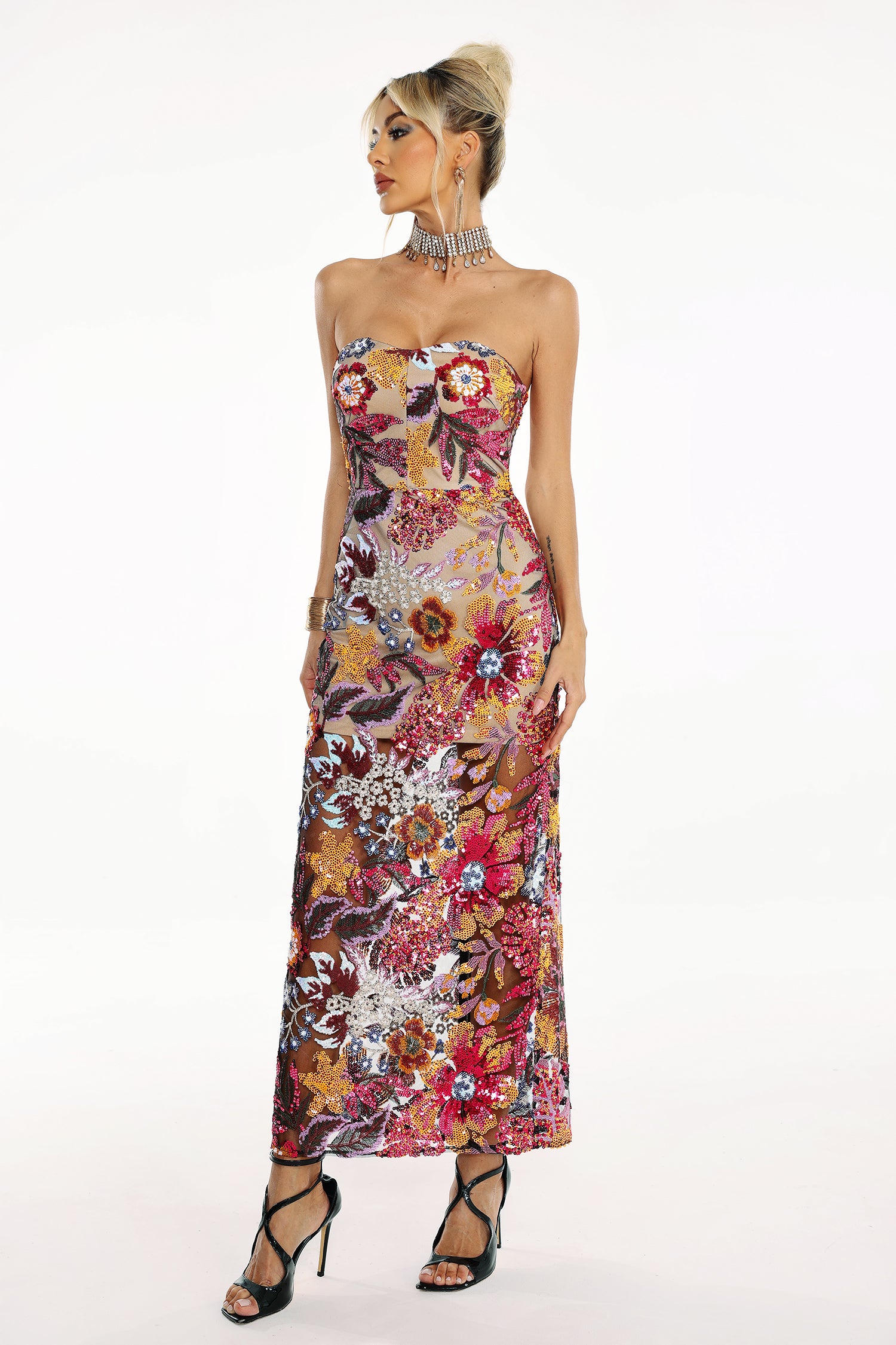 Satu Floral Glitter Maxi Dress image 8