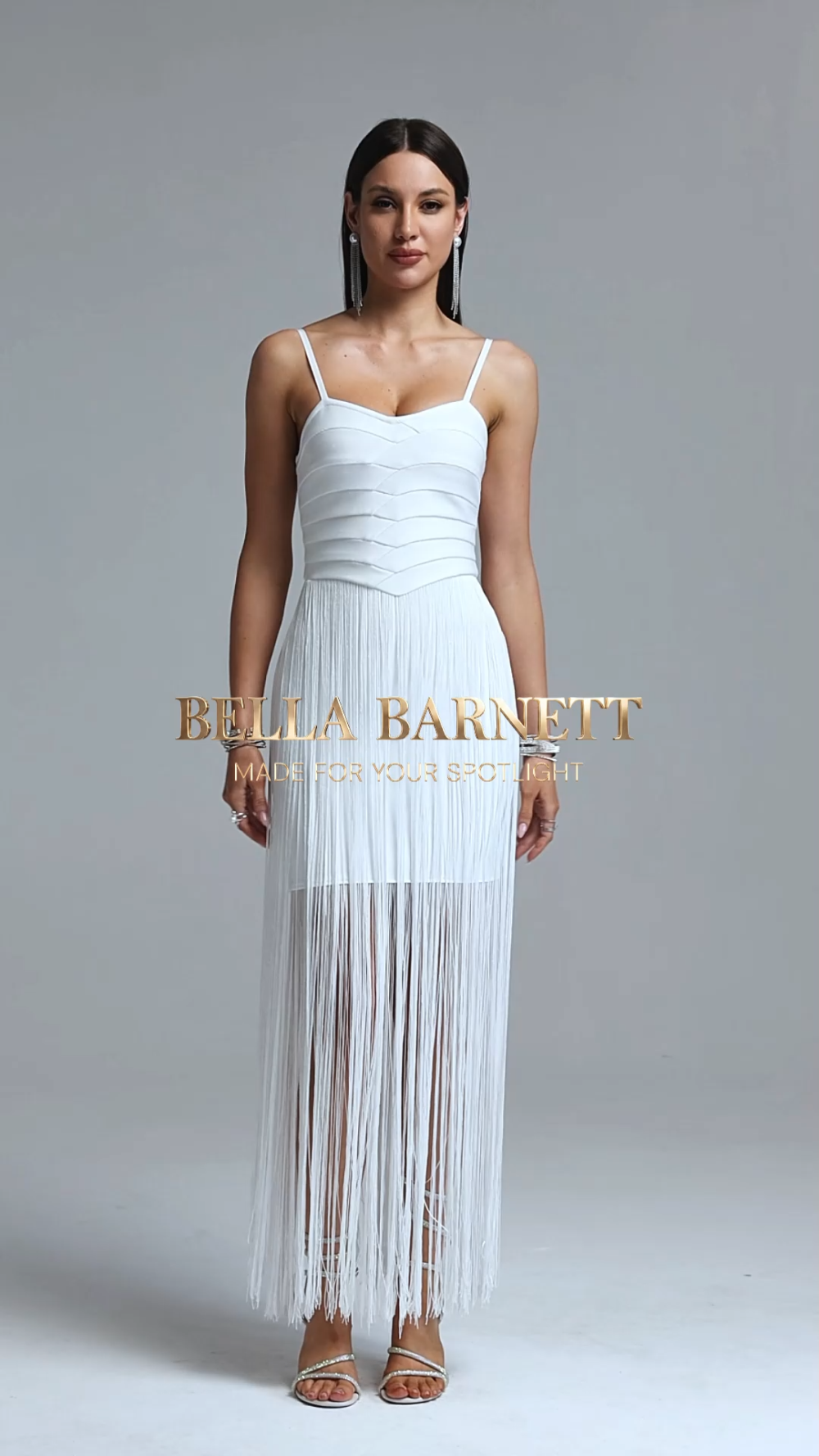 Fakula Minimalist Contour Spaghetti Strap Tassel Bandage Maxi Dress image 7